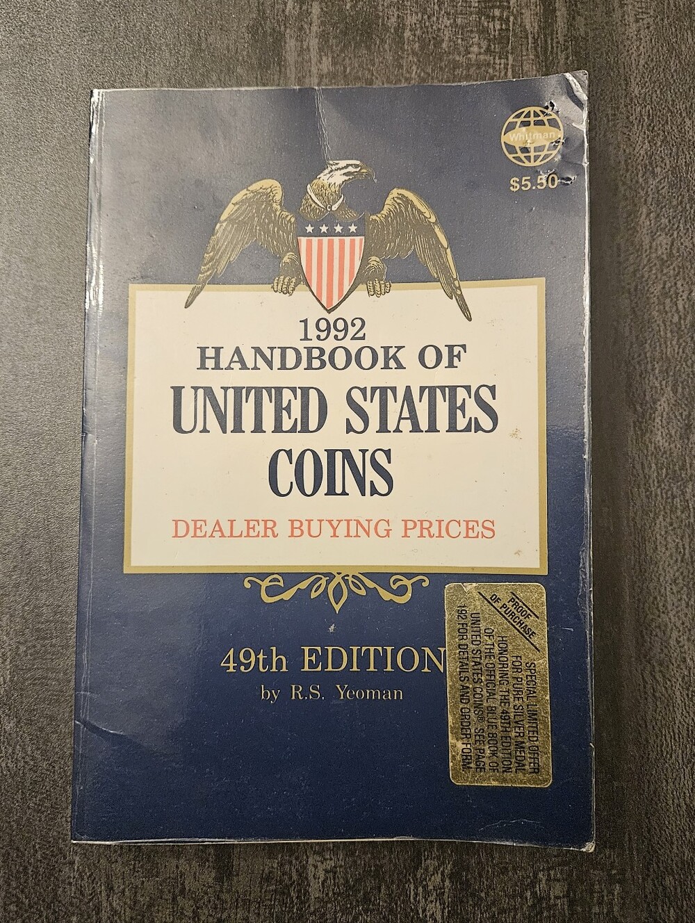 Vintage 1992 Handbook of United States Coins (49th Edition) Blue Book